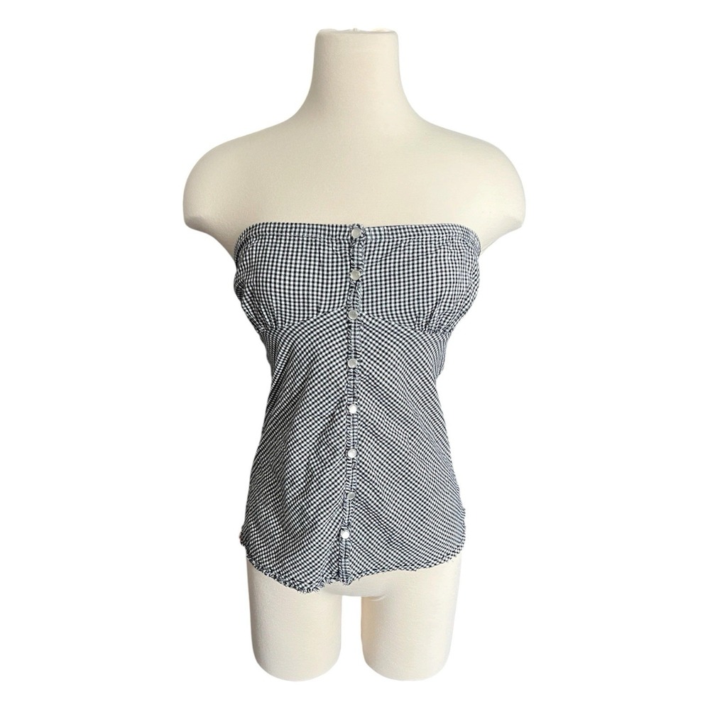 Vintage Y2K Charlotte Russe Small Black White Gingham Tube Top Coquette Boho